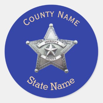 Sheriff Deputy Badge Custom Round Sticker by Dollarsworth at Zazzle