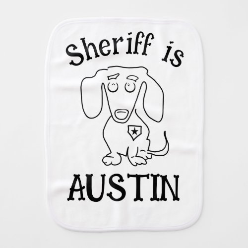 Sheriff Dog  Sheriffstar  Baby Burp Cloth