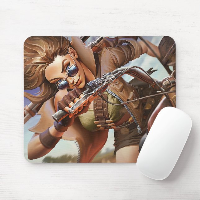 Sheriff Gaming Mousepad | Motorbike Cool Rider Pad (With Mouse)