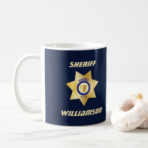Sheriff Gold Star Badge Personalised Coffee Mug