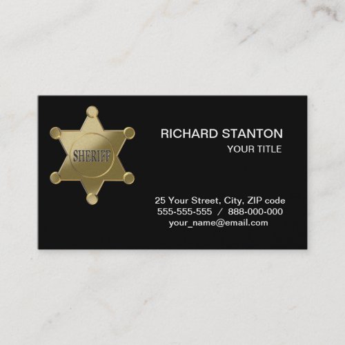 Sheriff golden star business card