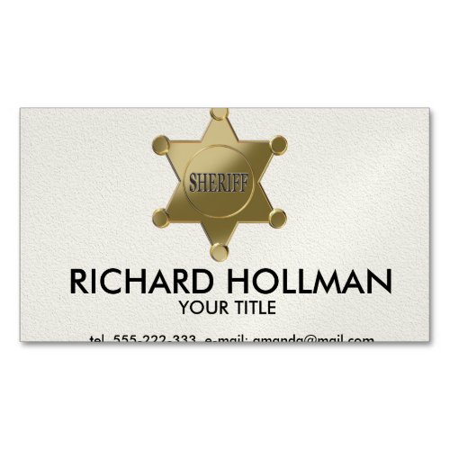 Sheriff golden star business card magnet