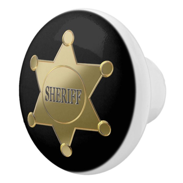 Sheriff golden star ceramic knob (Right)