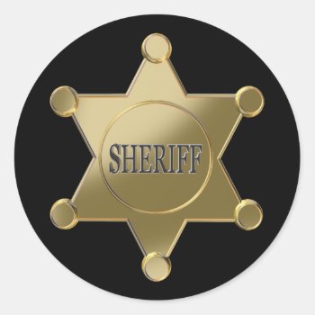 Sheriff Golden Star Classic Round Sticker by igorsin at Zazzle