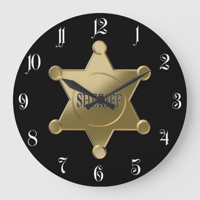 Sheriff golden star large clock (Front)