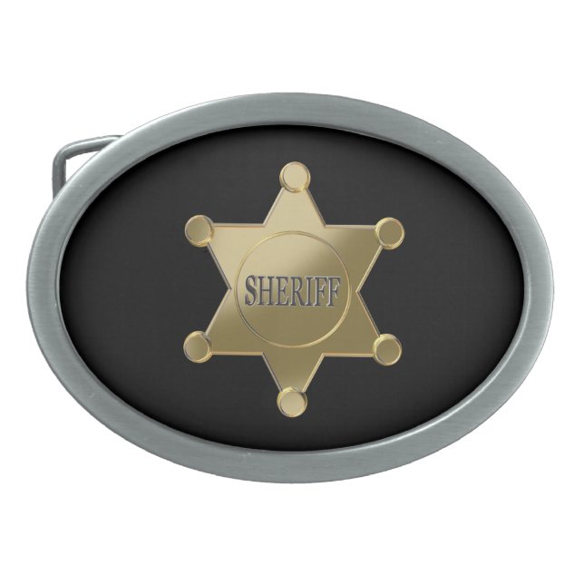 Sheriff golden star oval belt buckle (Front)