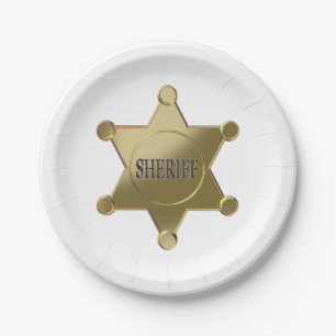 Sheriff golden star paper plates