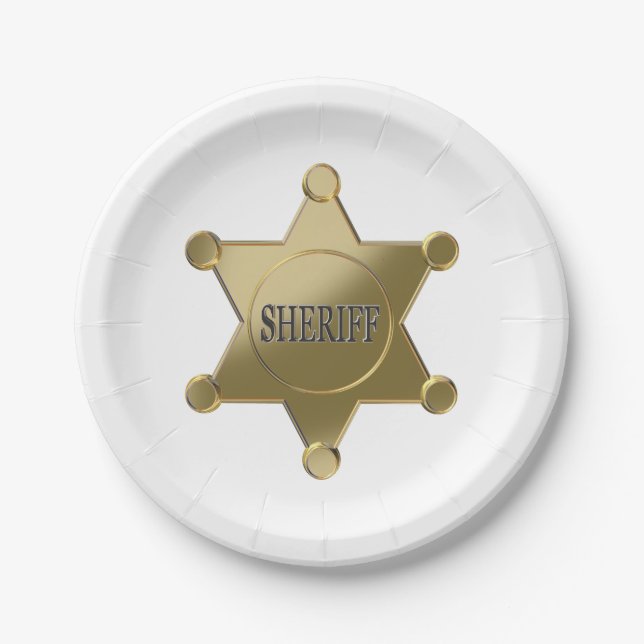 Sheriff golden star paper plates (Front)