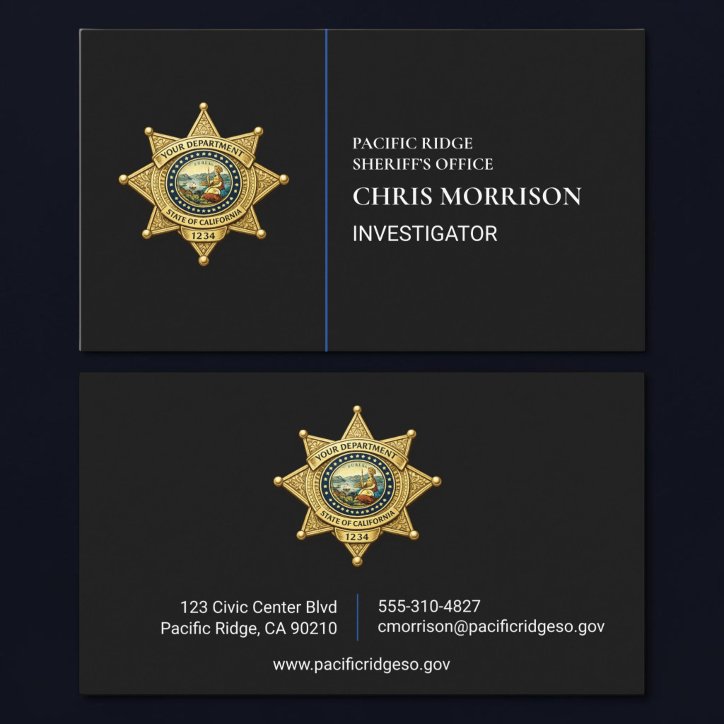 Sheriff Investigator Thin Blue Line Business Card