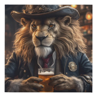 Sheriff Lion Faux Canvas Print