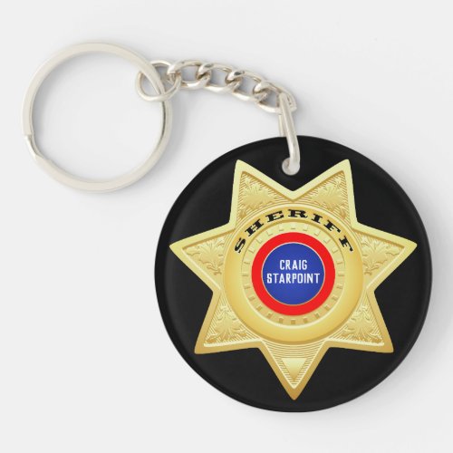 Sheriff Police Star Gold Keychain