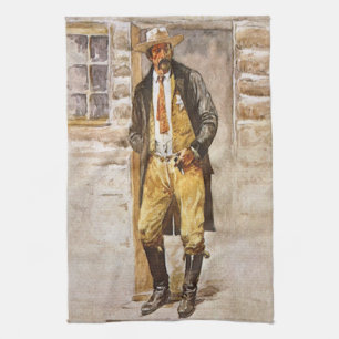 Sheriff Portrait by Seltzer, Vintage West Cowboy Kitchen Towel