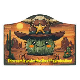 Sheriff Spike-Cactus Character Door Sign