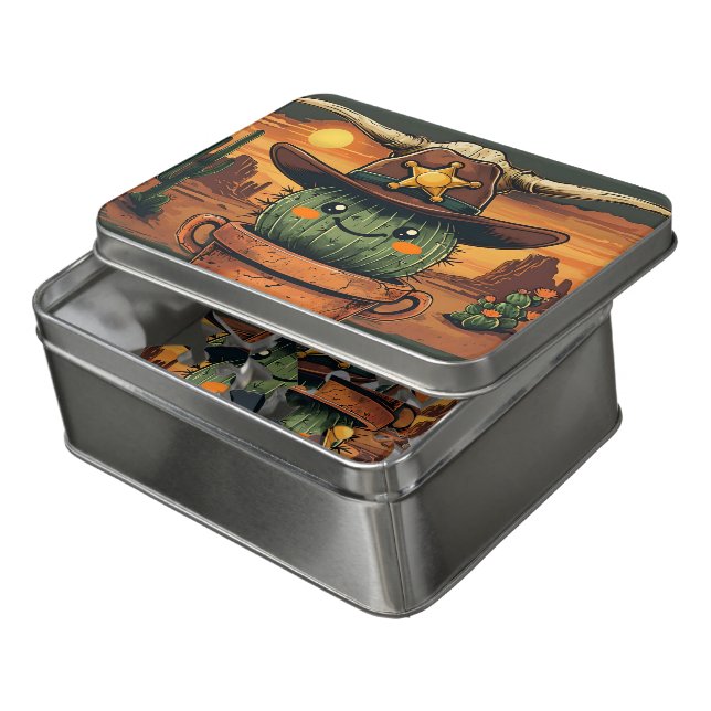 Sheriff Spike-Cactus Character Jigsaw Puzzle (Lid Open)