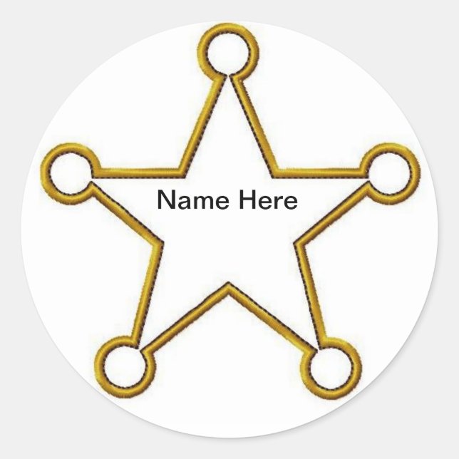 Sheriff Star Name badge Classic Round Sticker (Front)