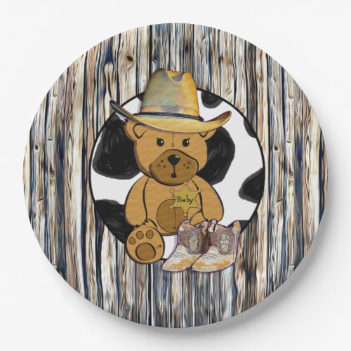 Sheriff Teddy Bear Cake Paper Plate