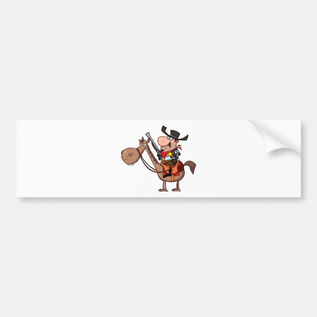 Sheriff With Gun On Horse Bumper Sticker (Front)