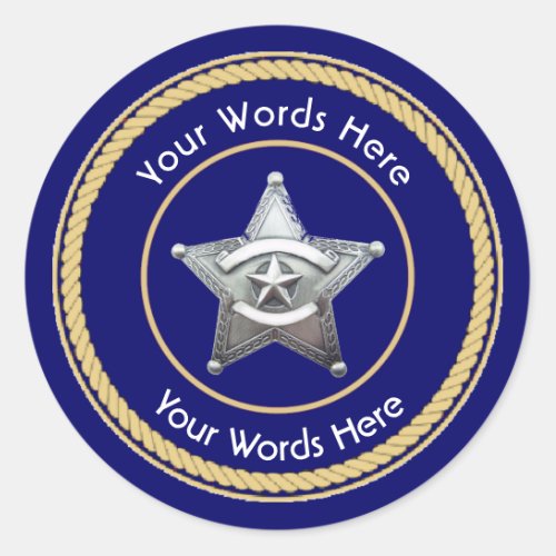 Sheriffs Badge Universal Custom Classic Round Sticker
