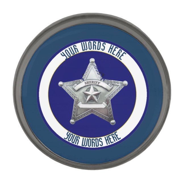 Sheriff's Badge Universal Custom Gunmetal Finish Lapel Pin (Front)