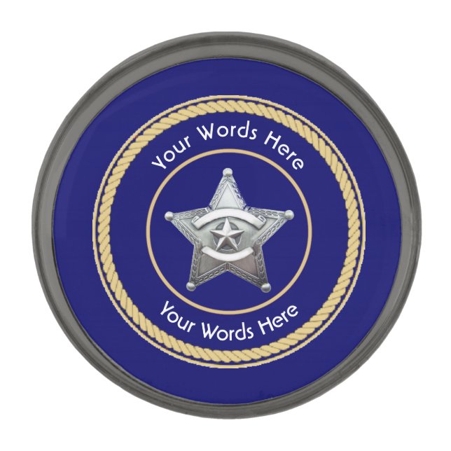 Sheriff's Badge Universal Custom Gunmetal Finish Lapel Pin (Front)