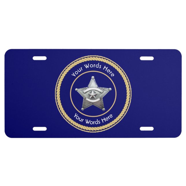 Sheriff's Badge Universal Custom License Plate (Front)