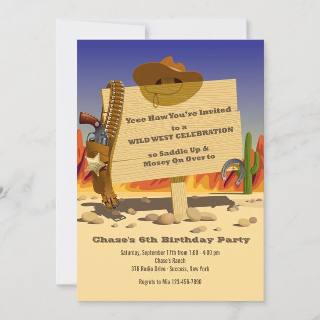 Sheriff's Holster Western Birthday Party Invitatio Invitation (Front)