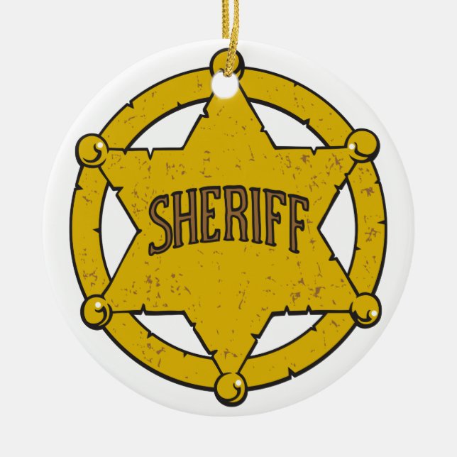 Sheriffs Star Badge Ceramic Ornament (Front)
