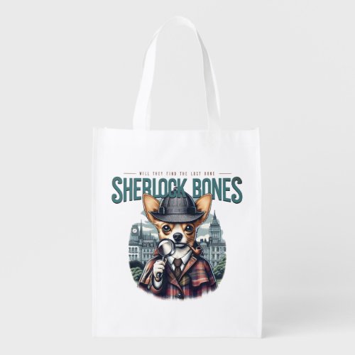 Sherlock Bones Chihuahua Grocery Bag