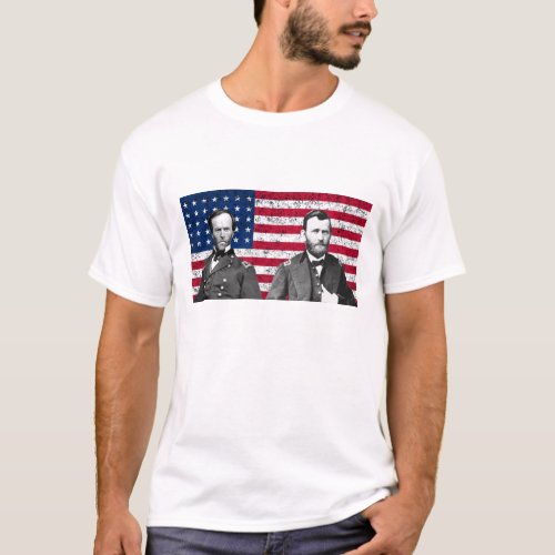 Sherman and Grant with The American Flag T_Shirt