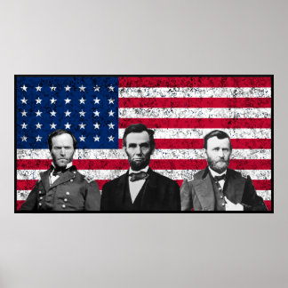 Sherman, Lincoln, and Grant with Black Border Poster
