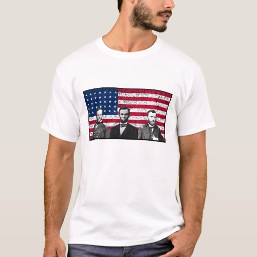 Sherman Lincoln and Grant with Black Border T_Shirt