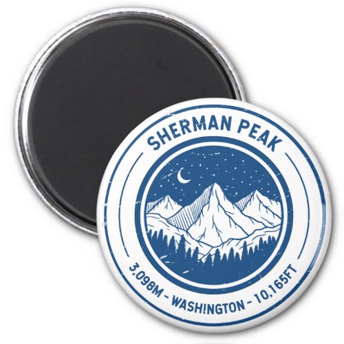 Sherman Peak Washington Hiking Skiing Travel Magnet