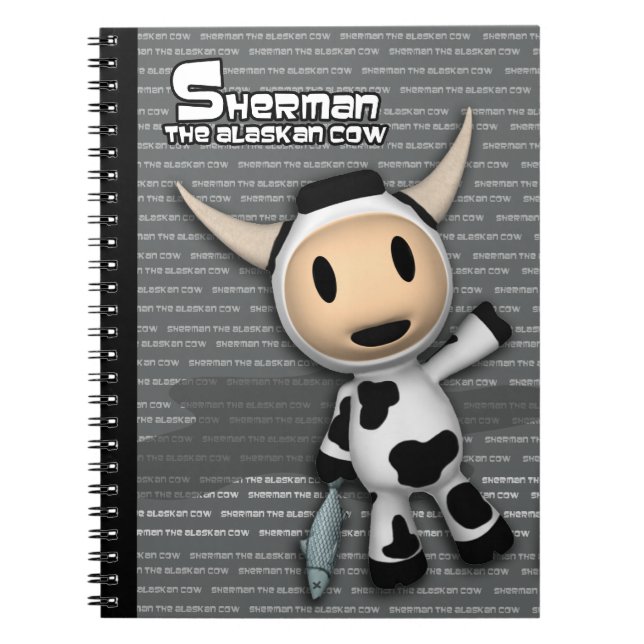 Sherman the Alaskan Cow Gray Notebook (Front)