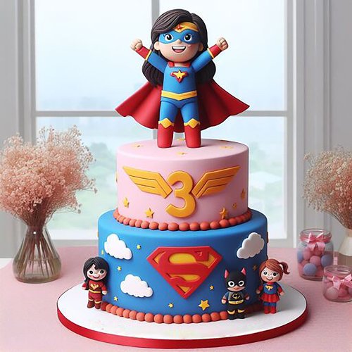 SHERO _ SHES A SUPER HERO ON A CAKE BIRTHDAY INVITATION