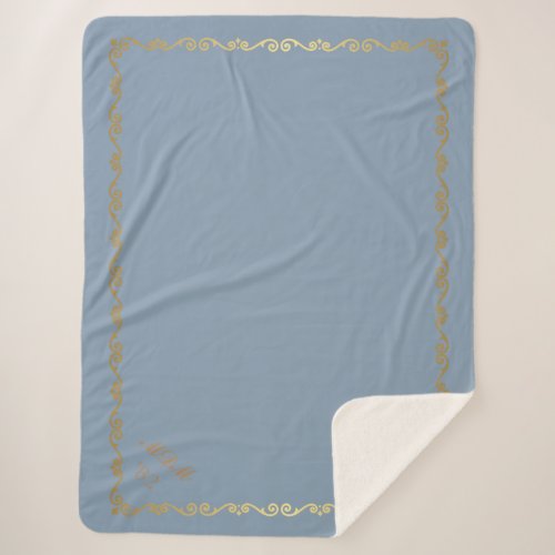 Sherpa Blanket_Antique Blue Custom Monograms Sherpa Blanket