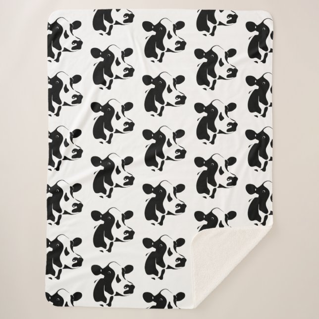 Sherpa Blanket-Black and White Cow Sherpa Blanket (Front)