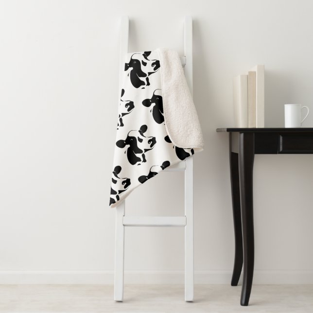 Sherpa Blanket-Black and White Cow Sherpa Blanket (In Situ)