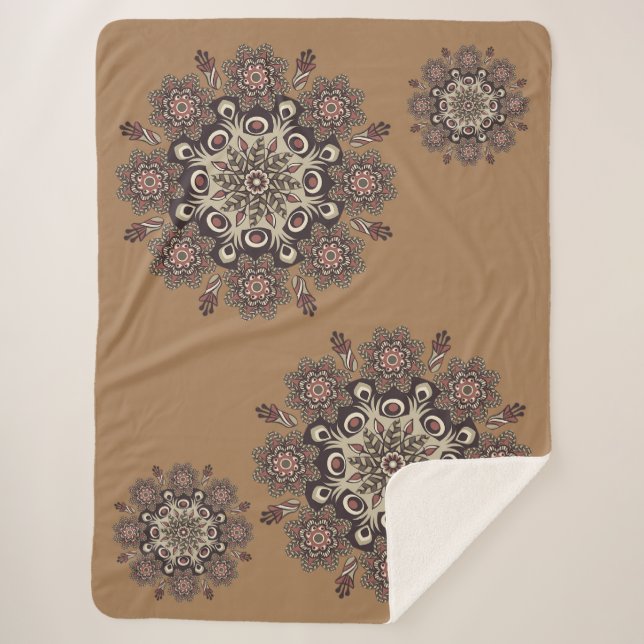 Sherpa Blanket | Flower Mandela | Home Decorations (Front)