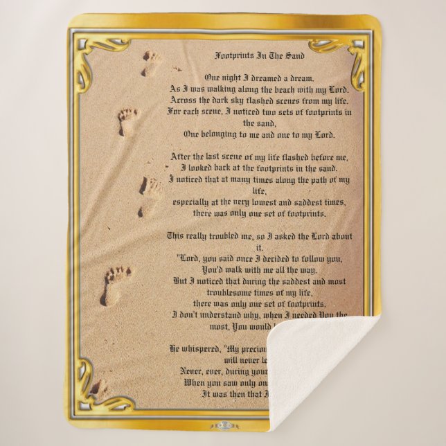 Sherpa Blanket Footprints in the sand  (Front)