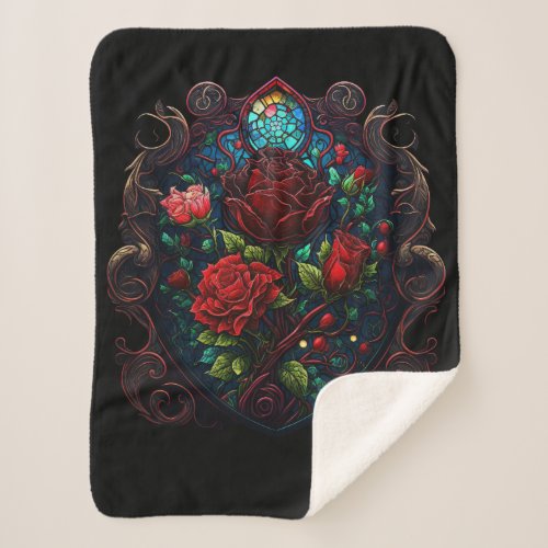 Sherpa blanket Gothic inspired heart and flowers  Sherpa Blanket