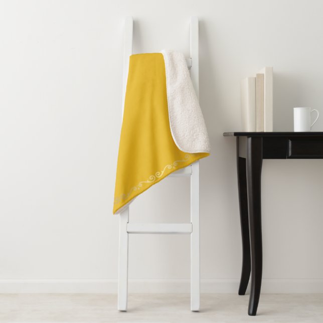 Sherpa Blanket-Large-Aspen GLD & Gold Scroll Print Blanket (In Situ)