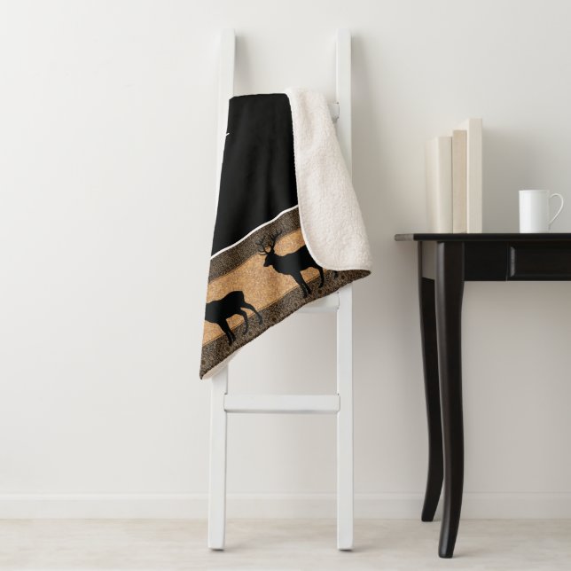 Sherpa Blanket-Large-Black Yellowstone Elk Blanket (In Situ)