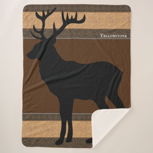 Sherpa Blanket_Large_Brown Yellowstone Elk Sherpa Blanket