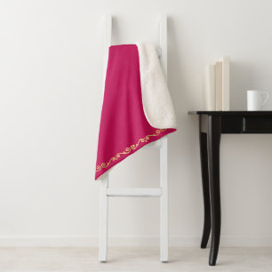 Sherpa Blanket-Large-Hot Pink & Gold Scroll Print Blanket