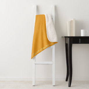Sherpa Blanket-Large-Mango & Gold Scroll Print Blanket