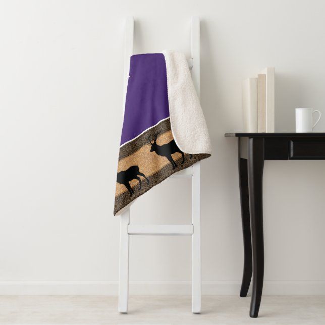 Sherpa Blanket-Large-Purple Yellowstone Elk Sherpa Blanket (In Situ)