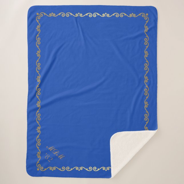 Sherpa Blanket-Princess Blue Custom Monograms Sherpa Blanket (Front)