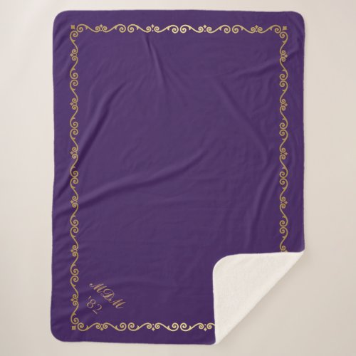 Sherpa Blanket_Purple Custom Monograms Sherpa Blanket
