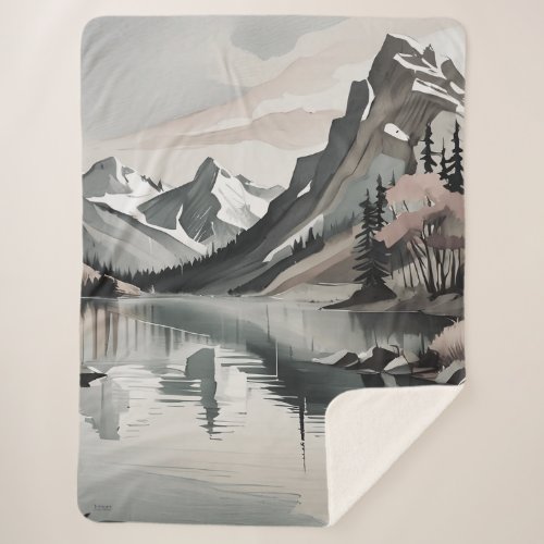 Sherpa blanket TEE Mountain Lake Scene graphic