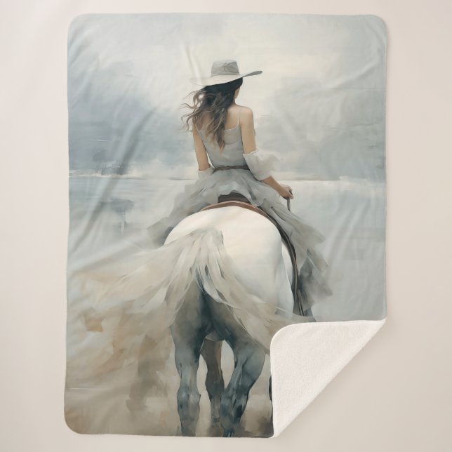 Sherpa Blanket Western & Coastal Elegance Cowgirl  (Front)